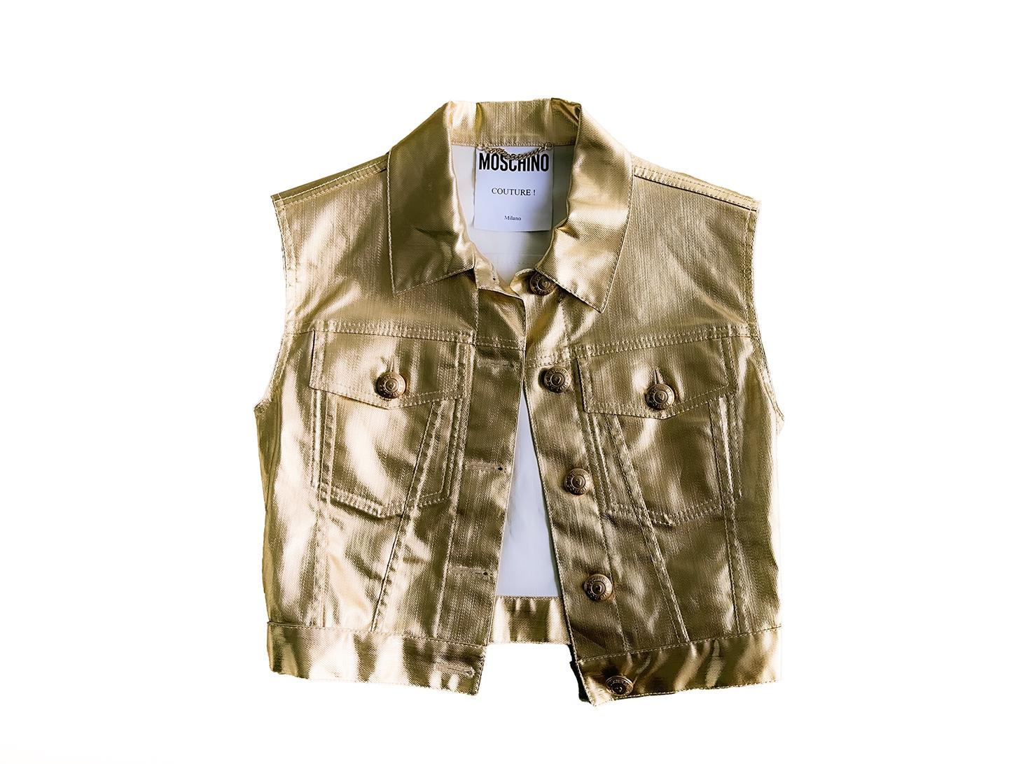 MOSCHINO Couture Gold-Bustier-Korsett und Jacke-Set aus Metallic im Angebot 2