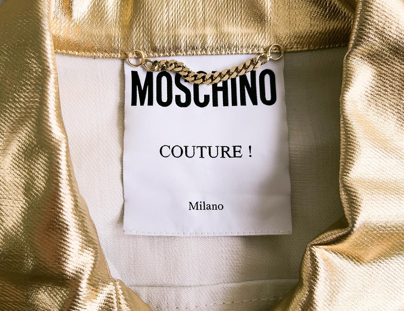 MOSCHINO Couture Gold-Bustier-Korsett und Jacke-Set aus Metallic im Angebot 5