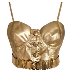 MOSCHINO Couture ensemble bustier et veste or métallisé