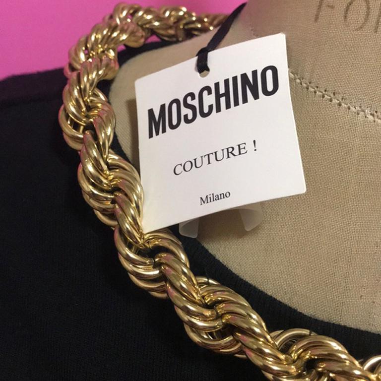 Women's Moschino Couture Gold Chain Black Sweater NWT For Sale