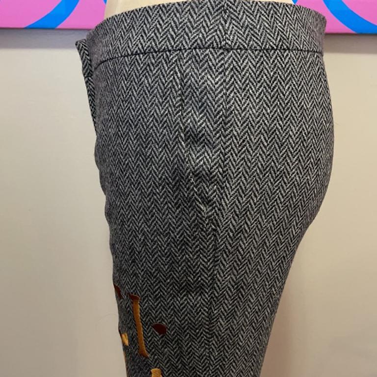 Moschino Couture Gray Tweed Roman Numbers Pants For Sale 4