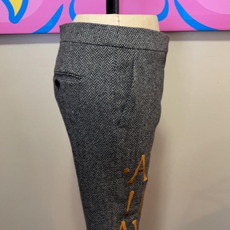 Women's Moschino Couture Gray Tweed Roman Numbers Pants For Sale