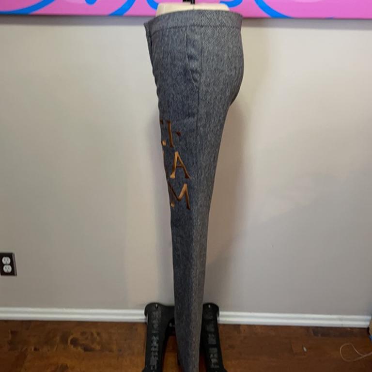 Moschino Couture Gray Tweed Roman Numbers Pants For Sale 3