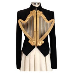 Moschino Couture Harp Detail Blazer Jacket Black Gold Runway Baroque