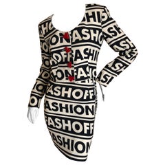 Vintage Moschino Couture Iconic 1990 Museum Exhibited Fashion Fashoff Mini Skirt Suit