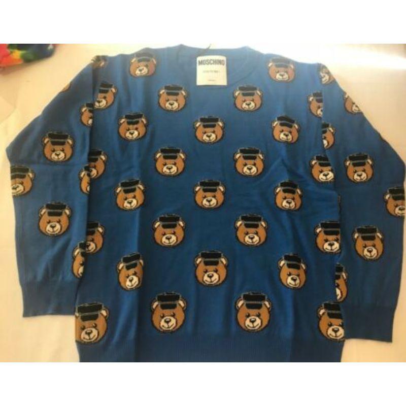 Moschino Couture Jeremy Scott All Over Teddy Bears Policeman Blue Wool Sweater

Additional Information:
Material: 100% Wool 
Color: Black/Brown/Blue    
Pattern: AW16 Teddy Bear Project    
Style: Pullover Sweater    
Size: 38 IT
100%