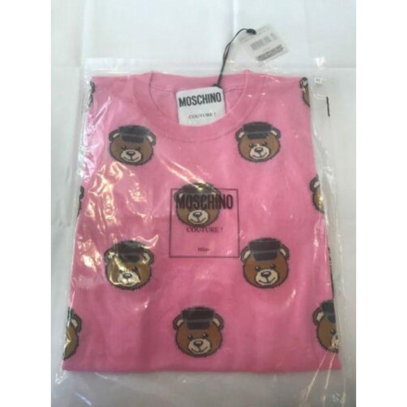 Moschino Couture Jeremy Scott All Over Teddy Bears Policeman Pink Sweater 36 IT For Sale 3