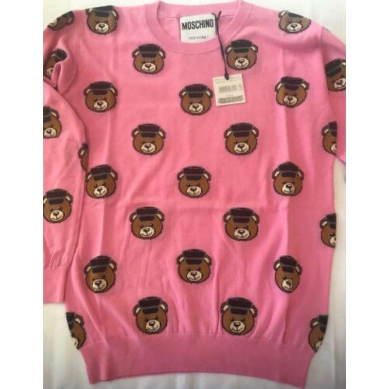 新しい季節 Moschino All Over Teddy Bear Crewneck 36 Tシャツ/カットソー(半袖/袖なし) 