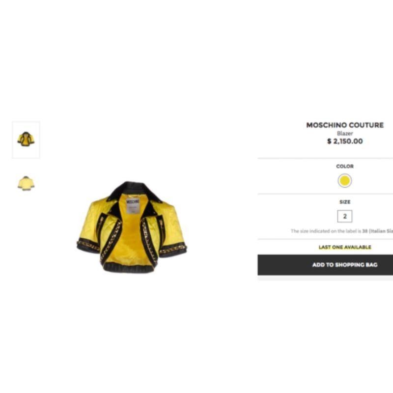 Veste de motard courte matelassée jaune Moschino Couture Jeremy Scott Barbie IT 40 Pour femmes en vente
