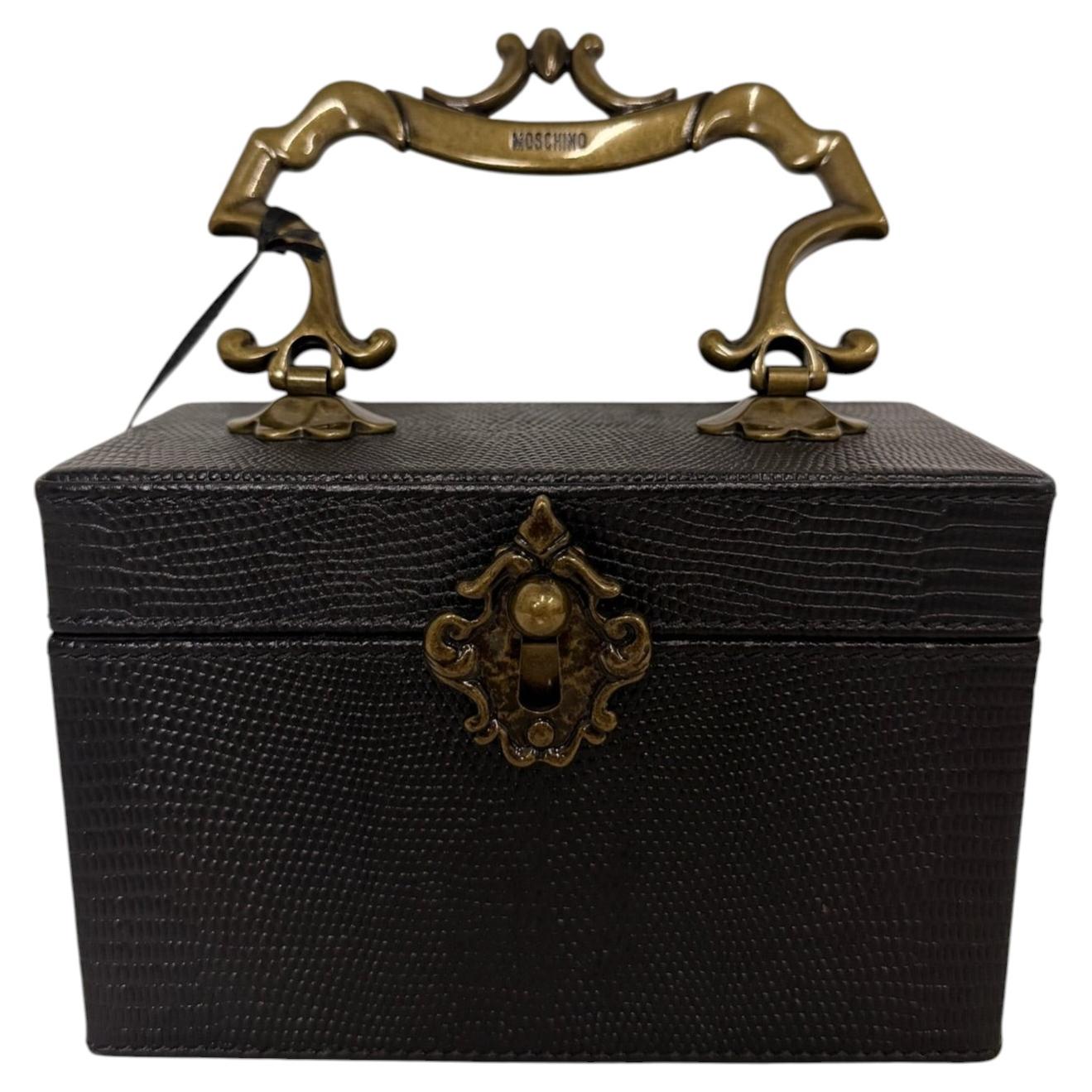 Pre-owned Moschino Couture, Jeremy Scott, Black, Box Purse, W/ Bronze, Antique Hardware