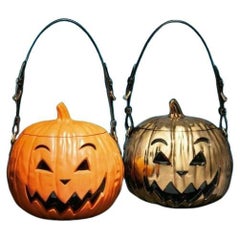 Moschino Couture Jeremy Scott Bundle Pumpkin-Taschen in Gold und Orange Halloween