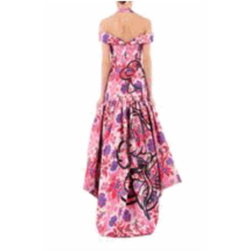 Moschino Couture Jeremy Scott Cartoon Animated Pink Purple Floral Gown 40 IT 4