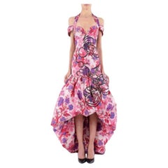 Moschino Couture Jeremy Scott Cartoon Animated Pink Purple Floral Gown 40 IT