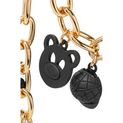 Moschino Couture Jeremy Scott Collar de metal negro dorado Teddy Peace Smiley