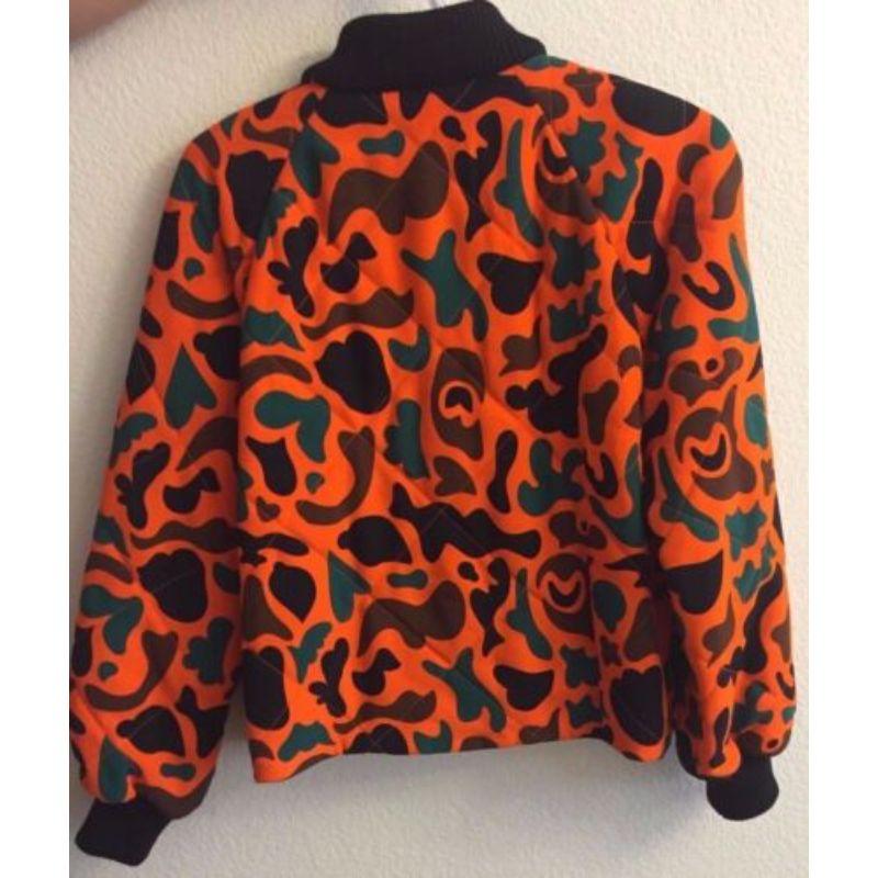 Moschino Couture Jeremy Scott Orange Black Brown Green Camouflage Bomber Jacket For Sale 4