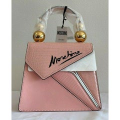 Moschino Couture Jeremy Scott Picasso Ancient Pink Leather Cubism Shoulder Bag