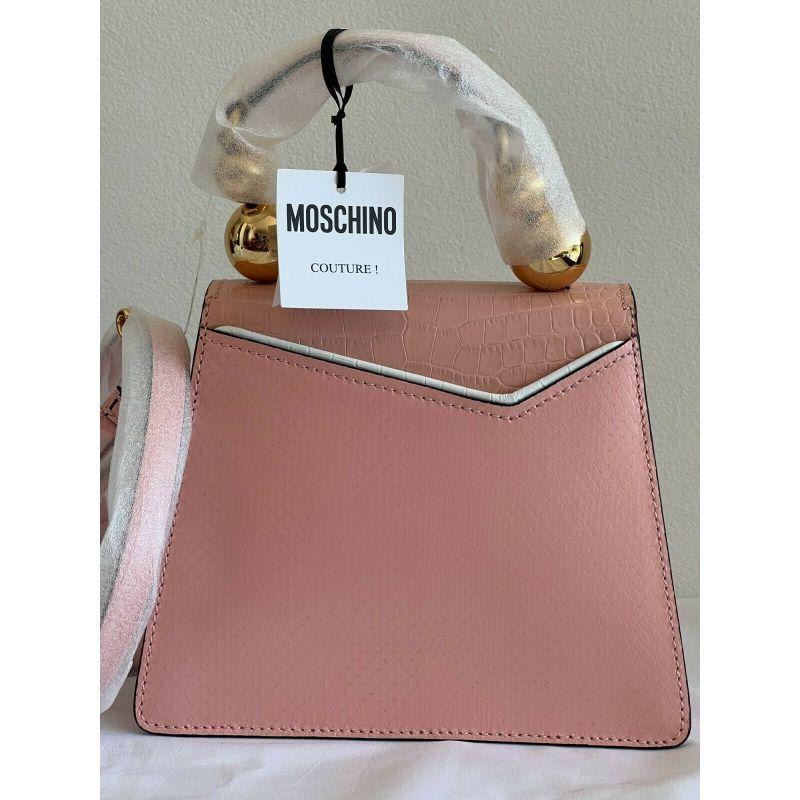 Moschino Couture Jeremy Scott Picasso Ancient Pink Leather Cubism Shoulder Bag In New Condition For Sale In Matthews, NC