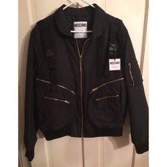 Moschino Couture Jeremy Scott Ready to Bear Outwear Buckled Strap Bomber Jacket