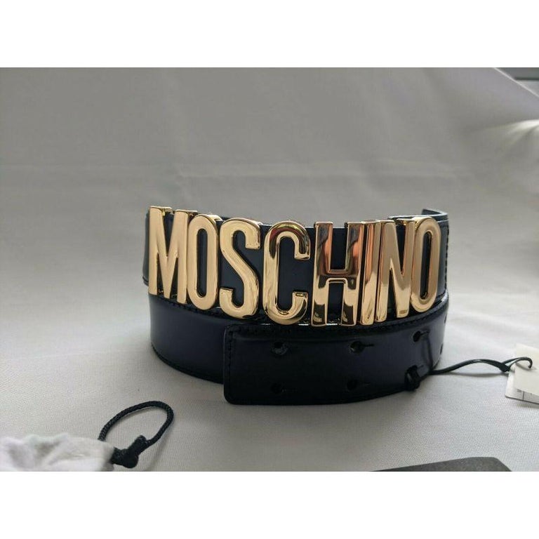 Moschino Couture Jeremy Scott Silver Logo BELT SS17 Moschino Couture Jeremy Scott BLACK LEATHER BELT WITH  main image 4