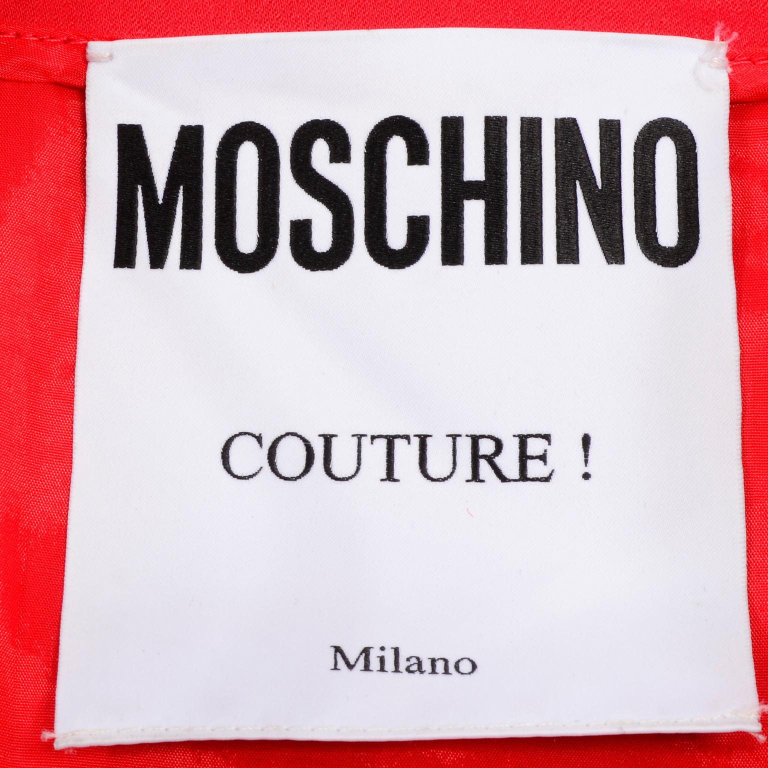 Moschino Couture Jeremy Scott Shop Zeichen Rot & Weiß Pailletten Laufsteg Crop Top 7