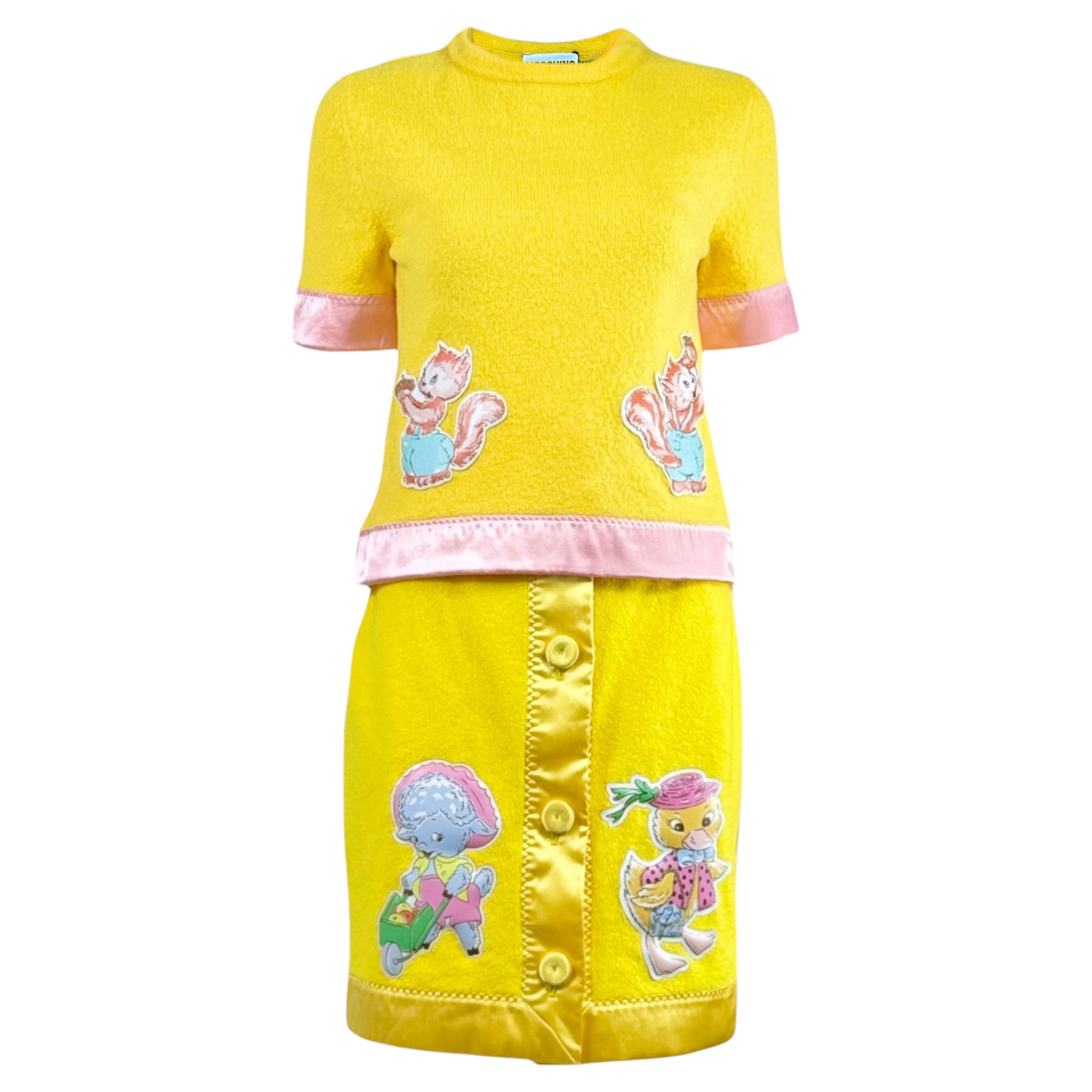 Moschino Couture Jeremy Scott Spring 2022 Yellow pink ensemble For Sale
