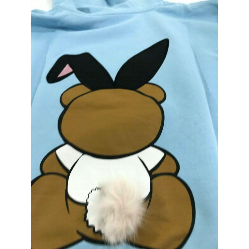 Sweat-shirt à capuche 3D Pompo Jeremy Scott Teddy Bear Playboy bleu Moschino Couture en vente 6
