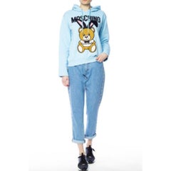 Moschino Couture Jeremy Scott Teddy Bear Playboy Blue Sweatshirt Hoodie 3D Pompo