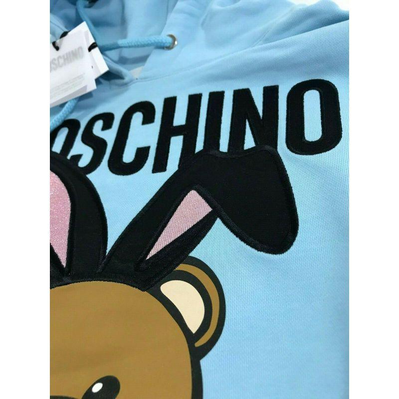Sweat-shirt à capuche 3D Pompo Jeremy Scott Teddy Bear Playboy bleu Moschino Couture en vente 4