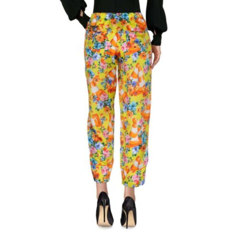 Moschino Couture Jeremy Scott Traffic Cone Floral Trousers Pants Construction For Sale 3