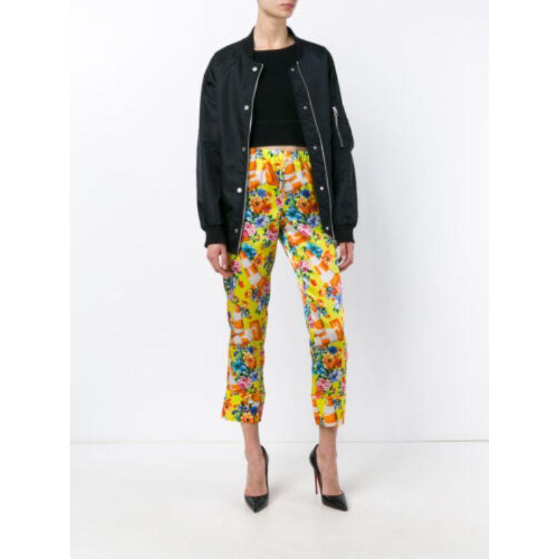 Moschino Couture Jeremy Scott Traffic Cone Floral Trousers Pants Construction For Sale 1