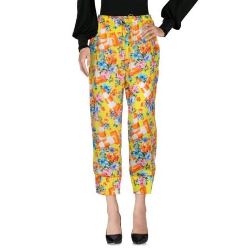 Moschino Couture Jeremy Scott Traffic Cone Floral Trousers Pants Construction For Sale 2