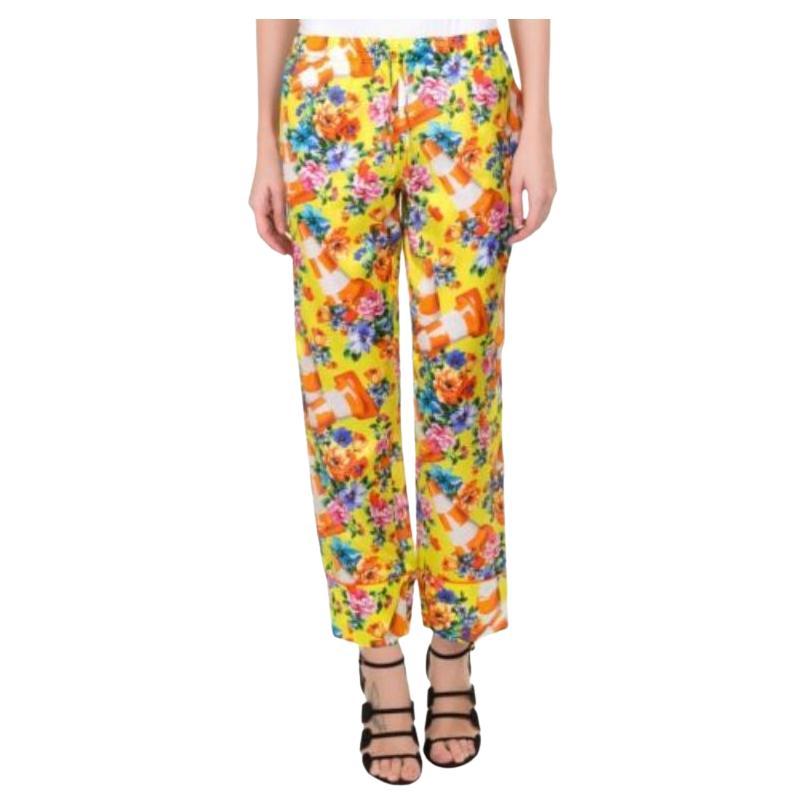 Moschino Couture Jeremy Scott Traffic Cone Floral Trousers Pants Construction For Sale