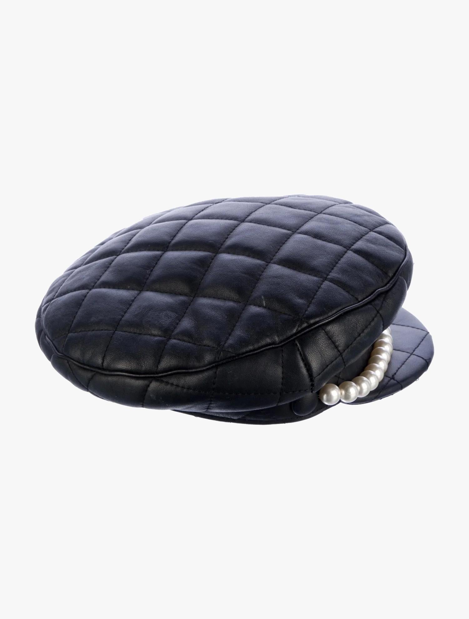 Black Moschino Couture Leather Hat For Sale