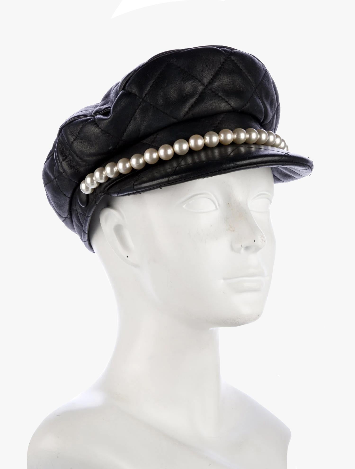 Moschino Couture Leather Hat In Good Condition For Sale In New York, NY