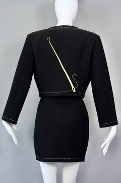 MOSCHINO COUTURE Massive Buttons Needle Hem Stitches Jacket Skirt Ensemble Suit