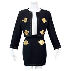MOSCHINO COUTURE Massive Buttons Needle Hem Stitches Jacket Skirt Ensemble Suit