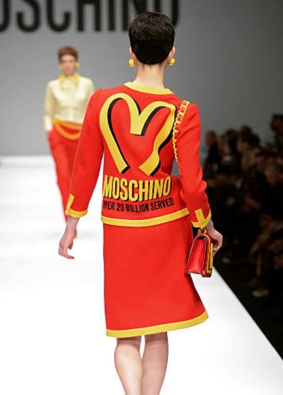 Red Moschino Couture McDonalds Runway Tweed Blazer F/W 2014 For Sale