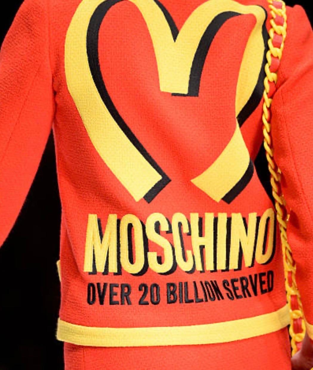 Moschino Couture McDonalds Runway Tweed Blazer F/W 2014 In Excellent Condition For Sale In Concord, NC