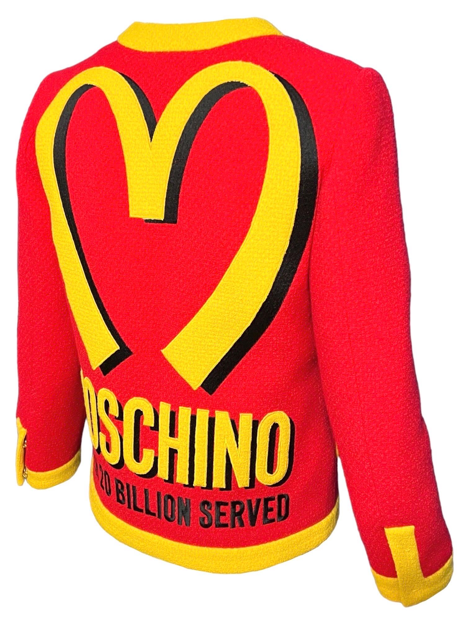 Moschino Couture McDonalds Runway Tweed Blazer F/W 2014 For Sale 1