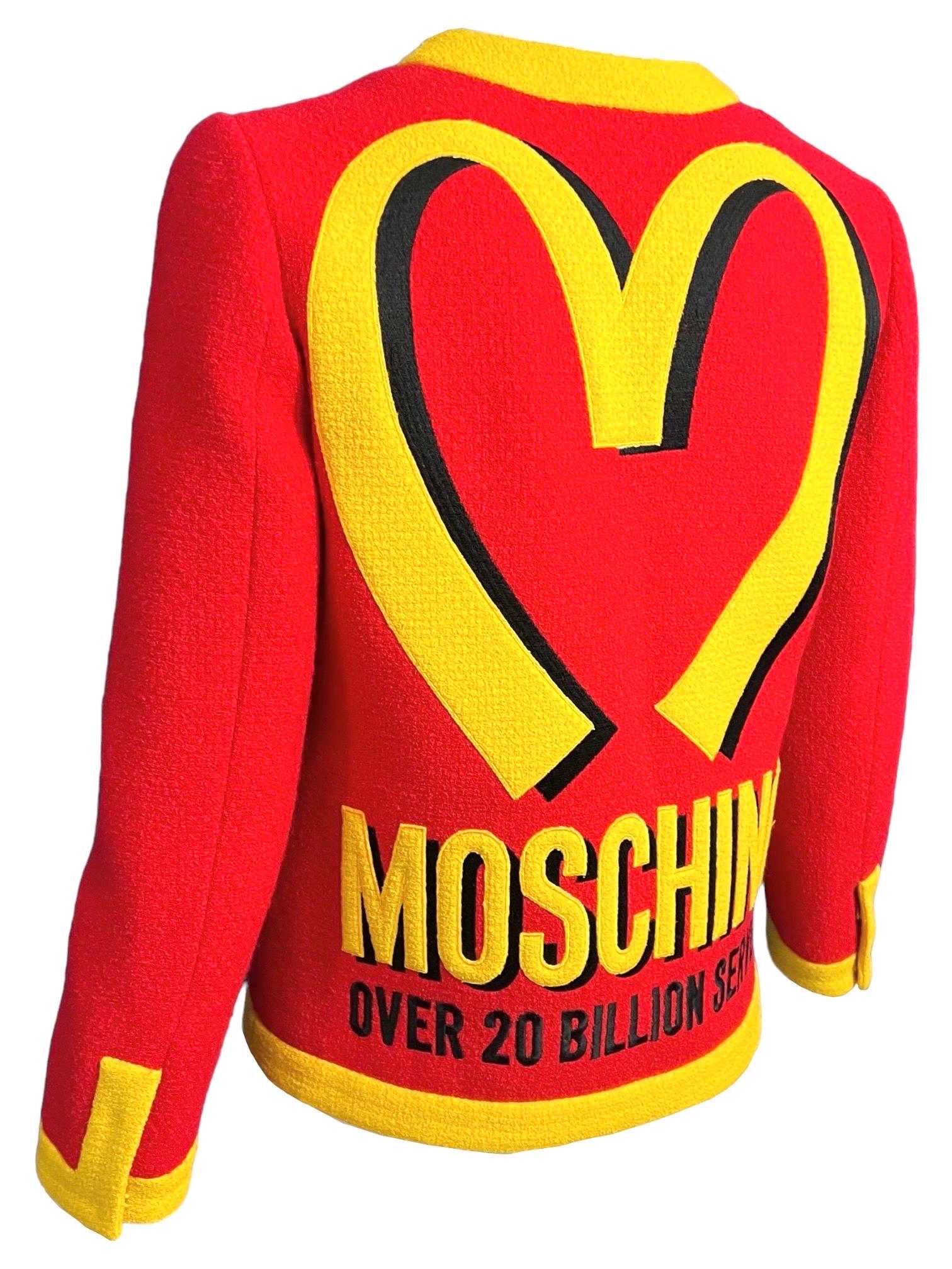 Moschino Couture McDonalds Runway Tweed Blazer F/W 2014 For Sale 3
