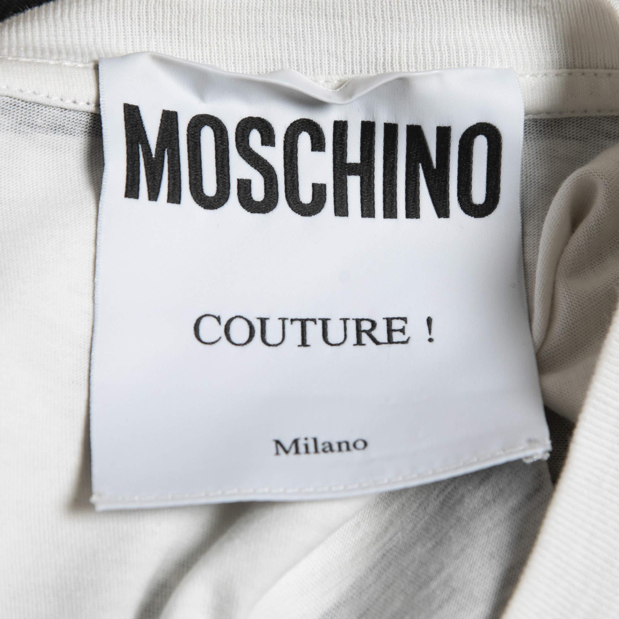 Moschino Couture Camiseta de punto de algodón estampada con logotipo monocromo L en Bueno estado para la venta en Dubai, Al Qouz 2
