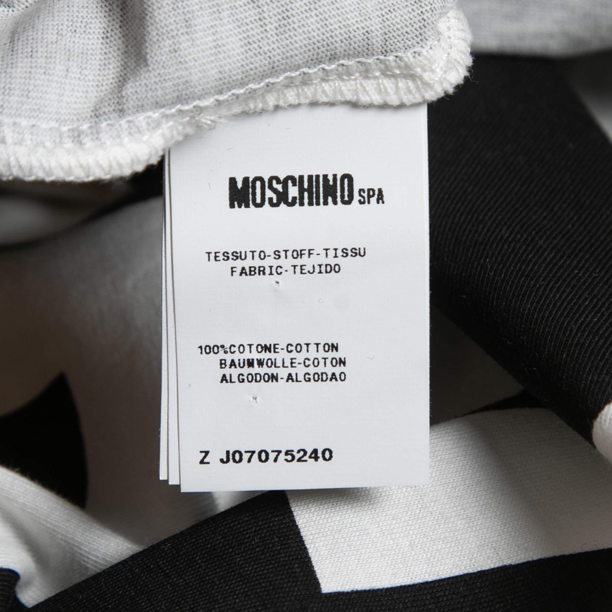 De las mujeres Moschino Couture Camiseta de punto de algodón estampada con logotipo monocromo L en venta