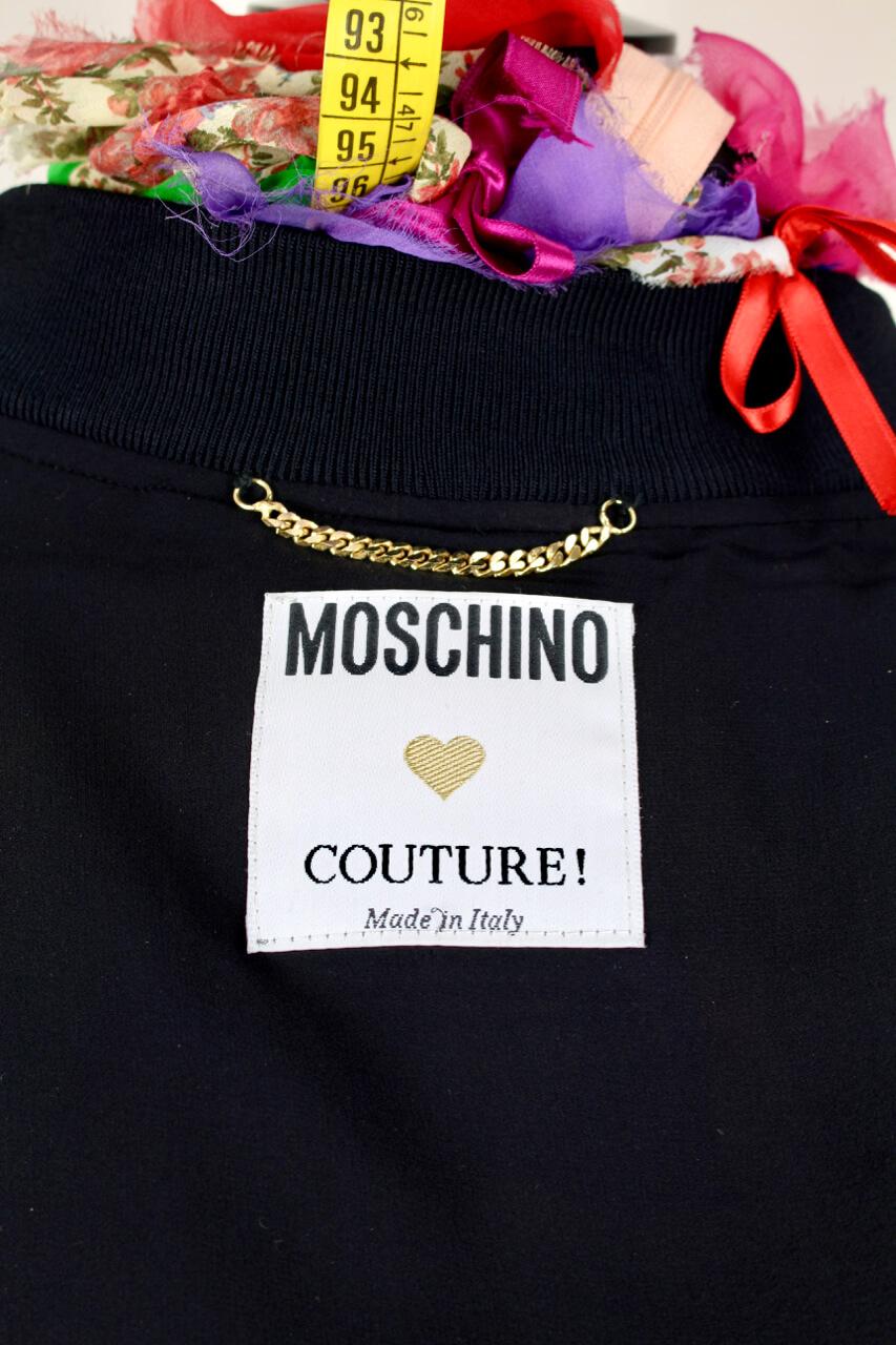 MOSCHINO COUTURE! Multi-Coloured Hand-Decorated Silk Bomber Jacket, S/S 1991 For Sale 2