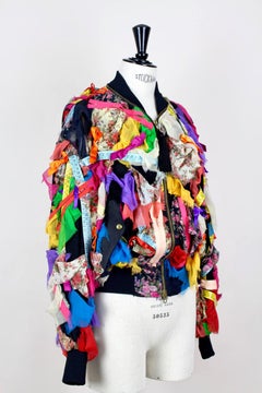 MOSCHINO COUTURE! Multi-Coloured Hand-Decorated Silk Bomber Jacket, S/S 1991