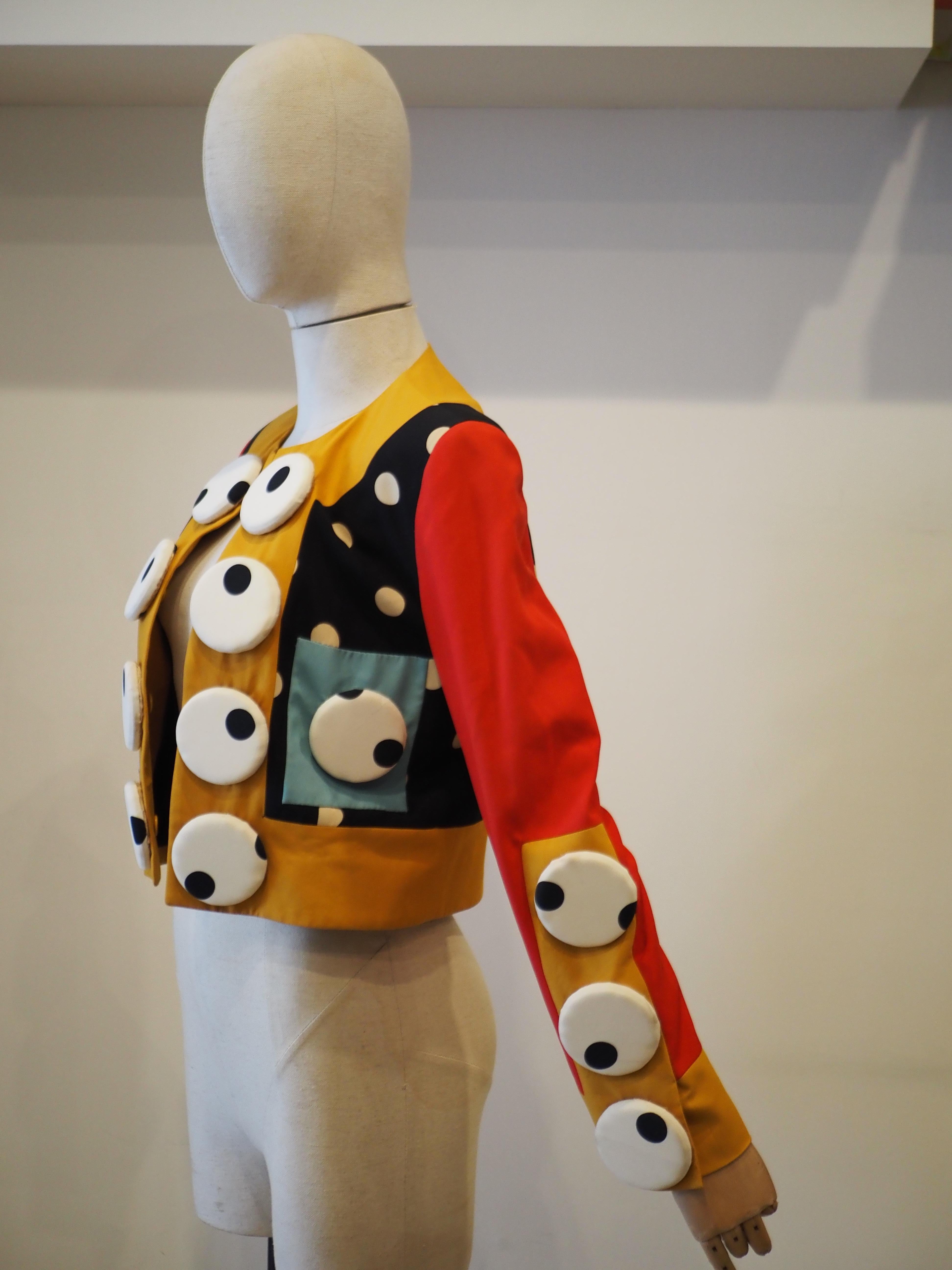 Brown Moschino couture multicoloured iconic jacket For Sale