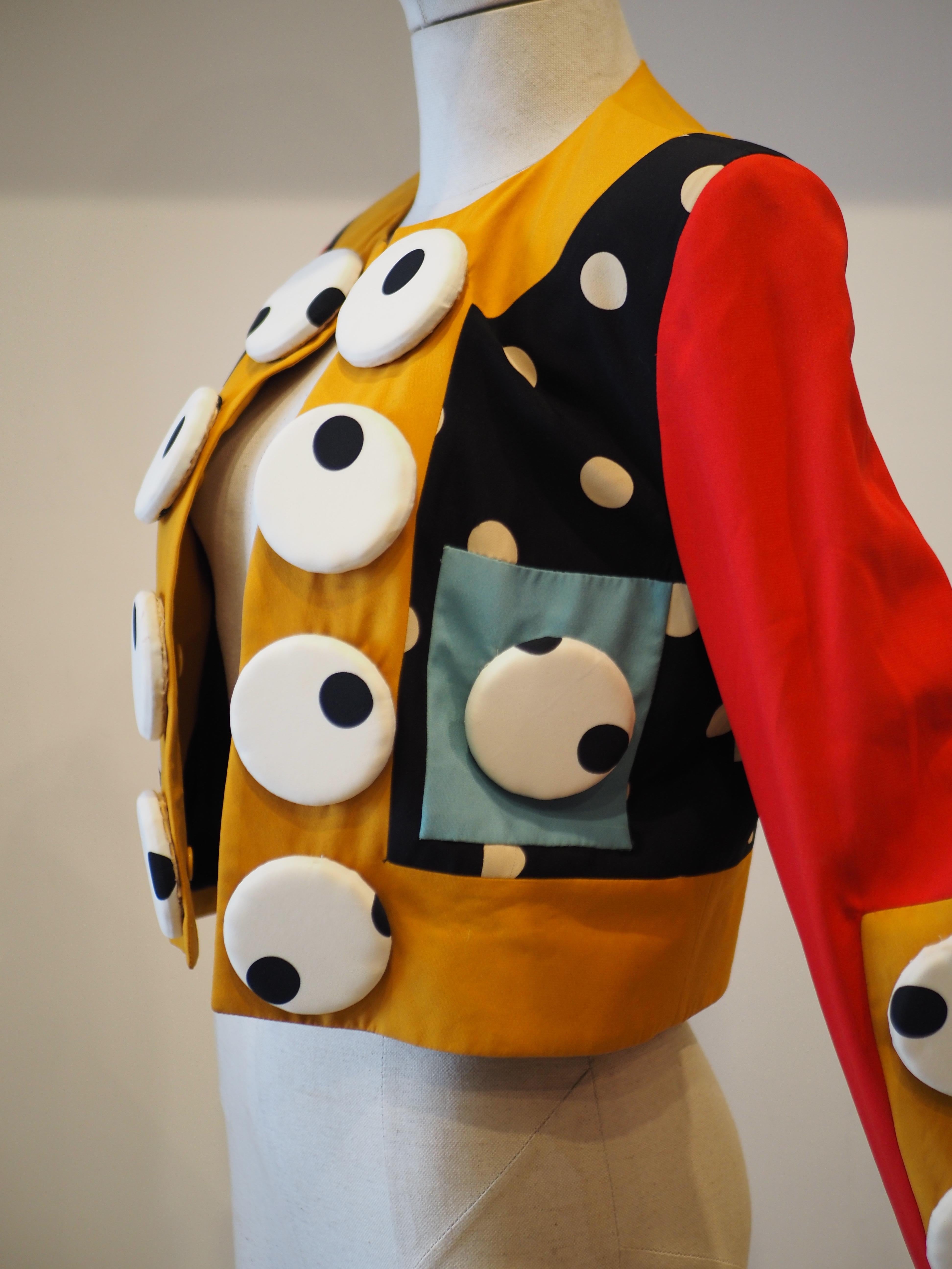 Moschino couture multicoloured iconic jacket In Good Condition For Sale In Capri, IT