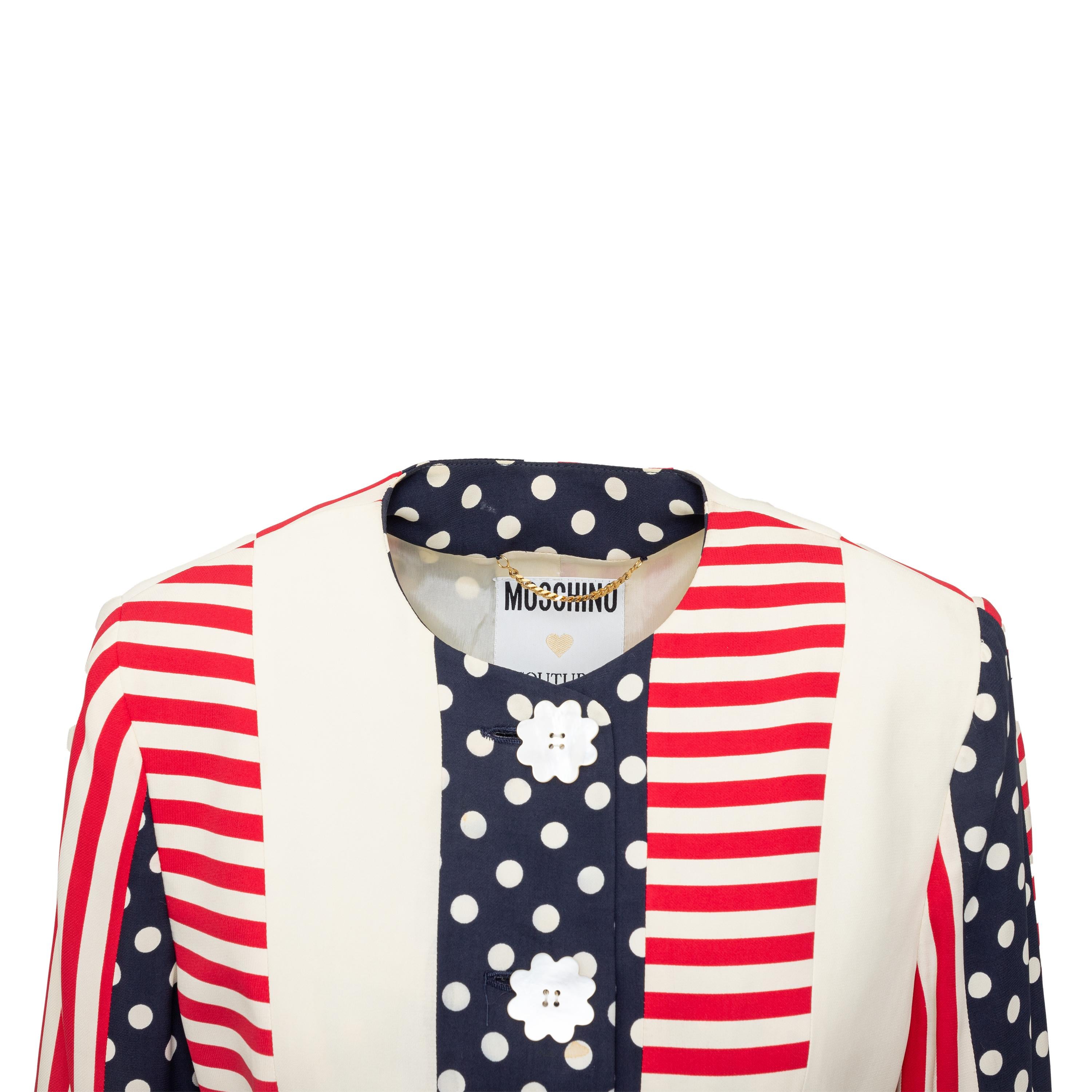 Moschino Couture Multipattern-Jacke - '90er Jahre (Beige) im Angebot