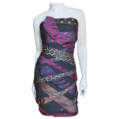 Vintage  Moschino Couture Neckties Silk Bustier Dress