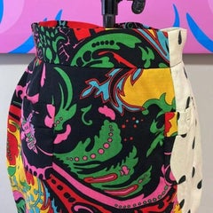 Moschino Couture Paisley Polka Dot Wool Pencil Skirt