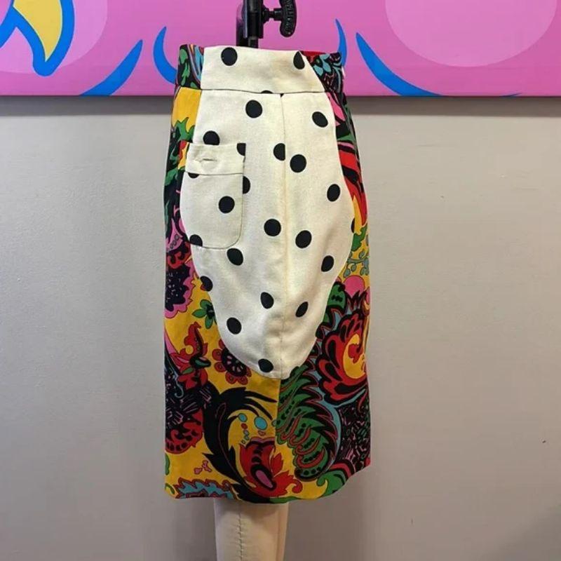 Black Moschino Couture Paisley Polka Dot Wool Pencil Skirt For Sale